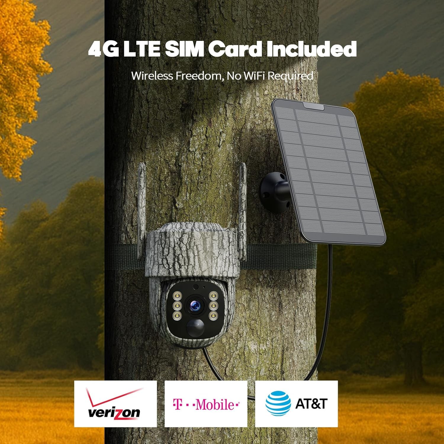 4G LTE Cellular Security Camera Wireless for Home, No WiFi Security 4G SIM Card