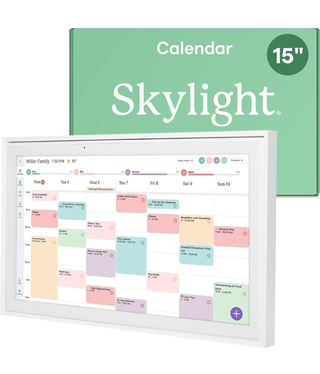 Skylight – Calendar: 15 Inch Touchscreen Smart Calendar and Chore Chart – White