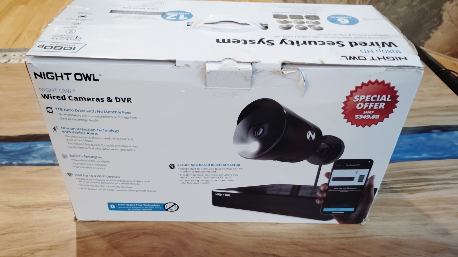 night owl 1080p hd wired security system 1TB hard drive and 6 camera’s