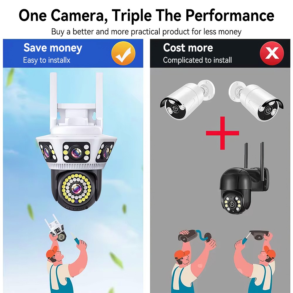 6MP WiFi Surveillance Security Camera Outdoor Night Vision Motion Sensor Alarm