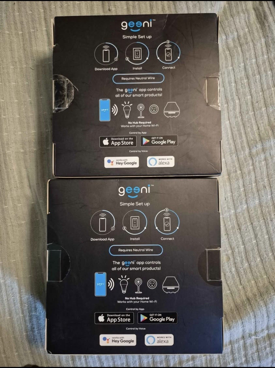 Set of Two Geeni Current Smart Wifi Outlet 2 Pack. Works With Google And Alexa