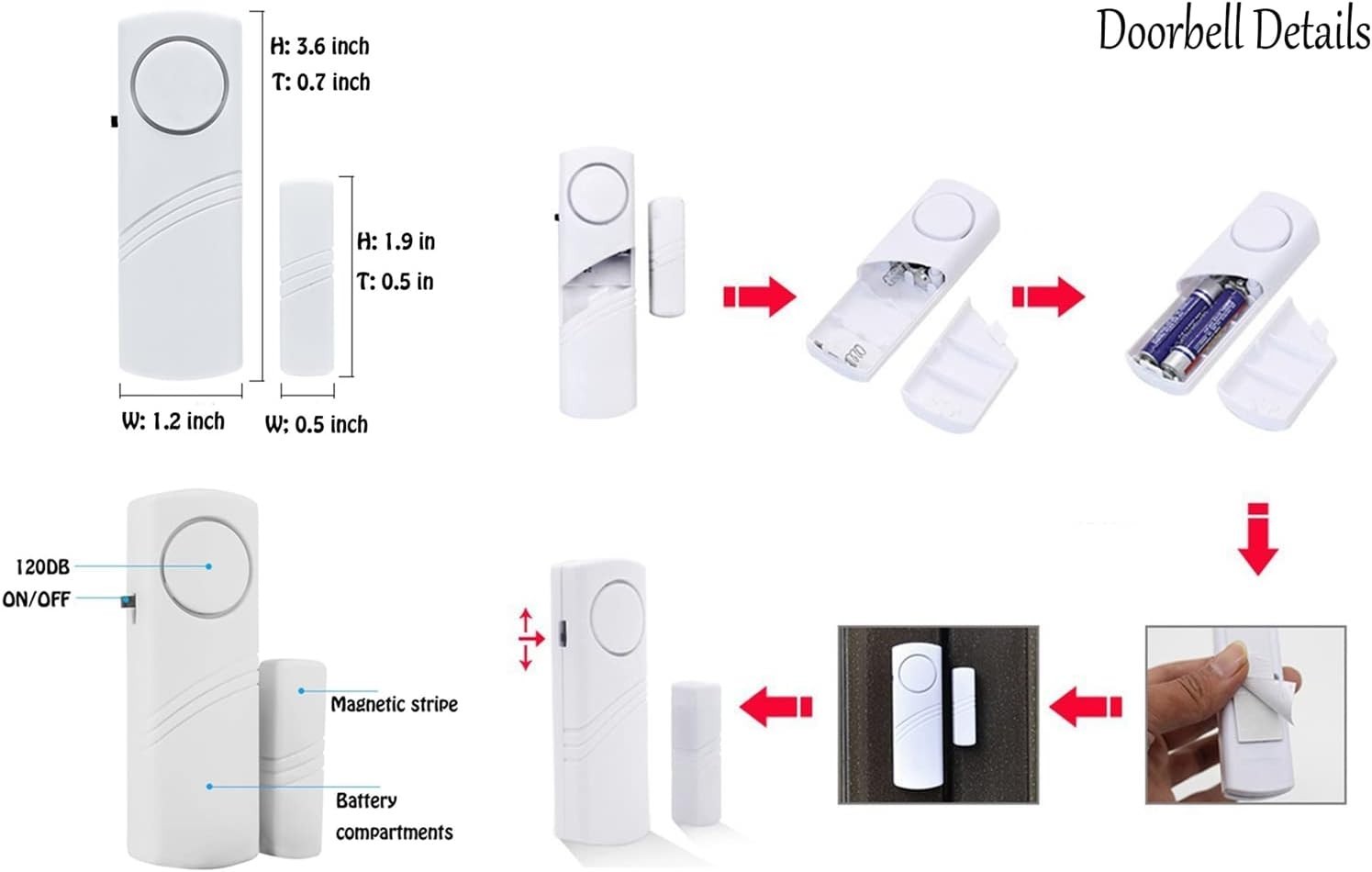 Wireless 90DB Window & Door Alarms for Kids Safety – 6 Pack Security Solution