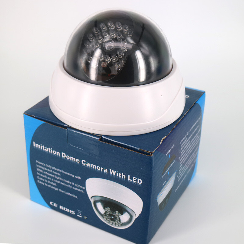 MaximalPower Fake CCTV Security Dummy Dome Camera w/ Red LED Light for Home Lot