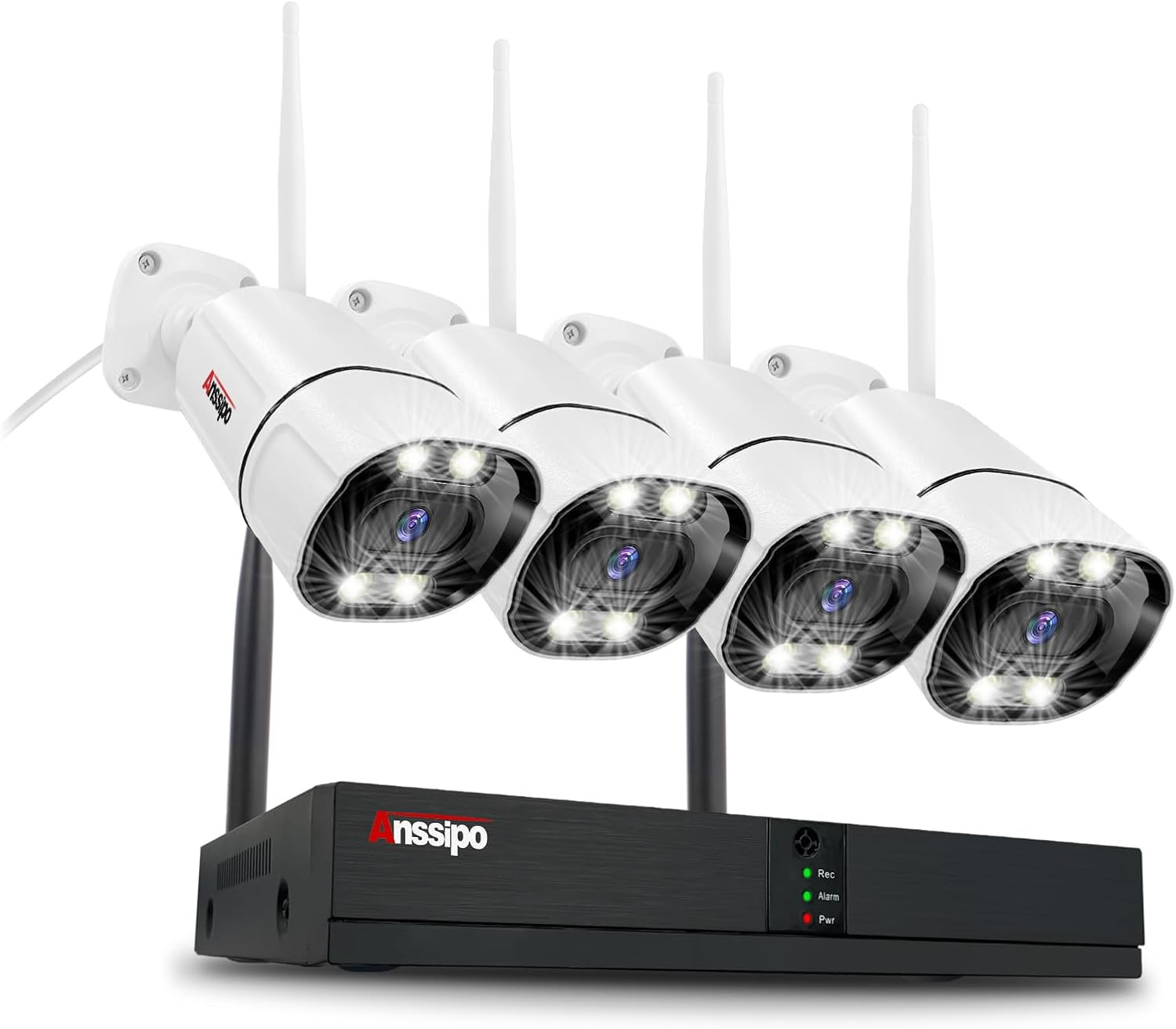 4K Wifi Security Camera System, 4X 3MP Plug-In Home Security Cameras 24/7 Record