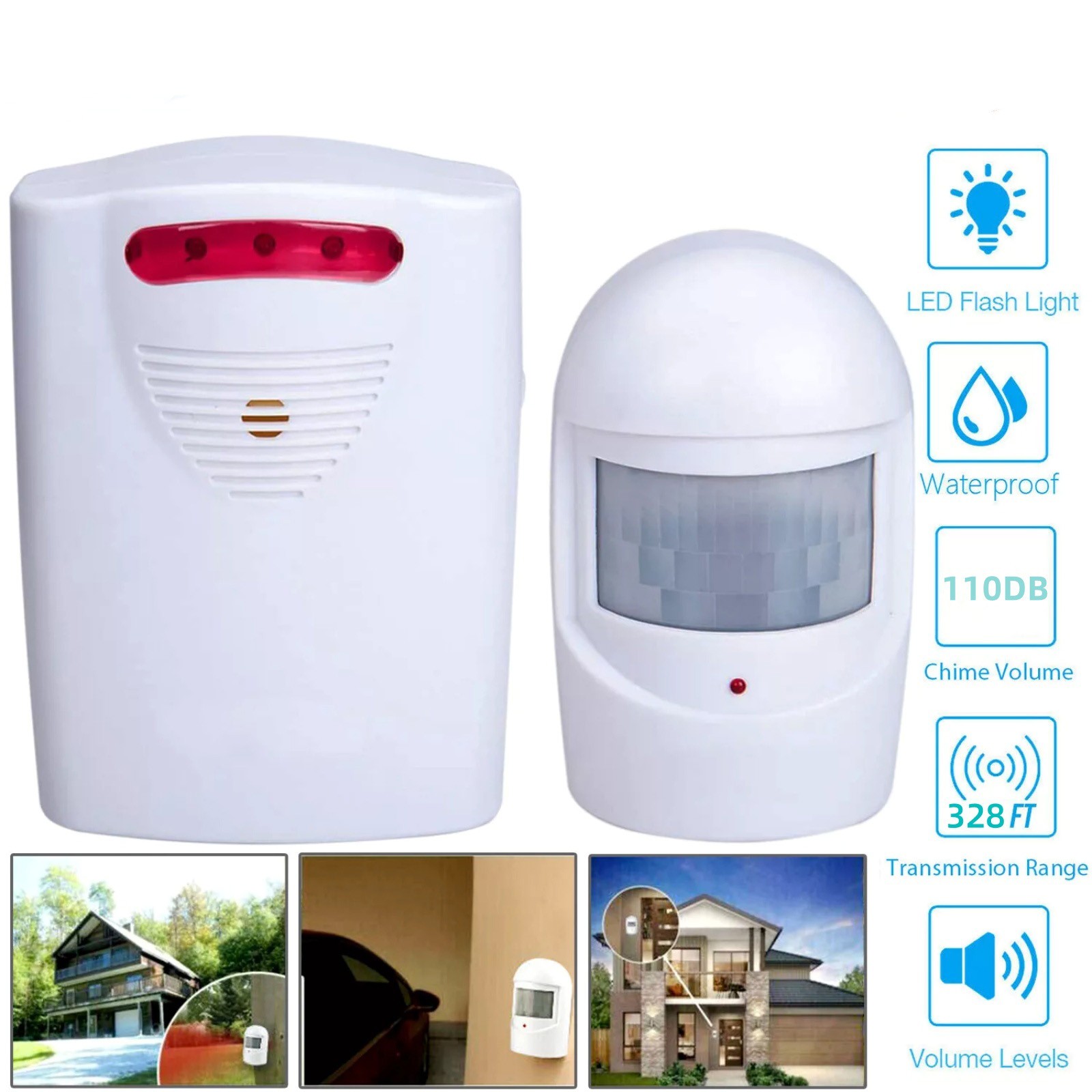 New 110db Infrared Motion Sensor Home Garage Alert Security System