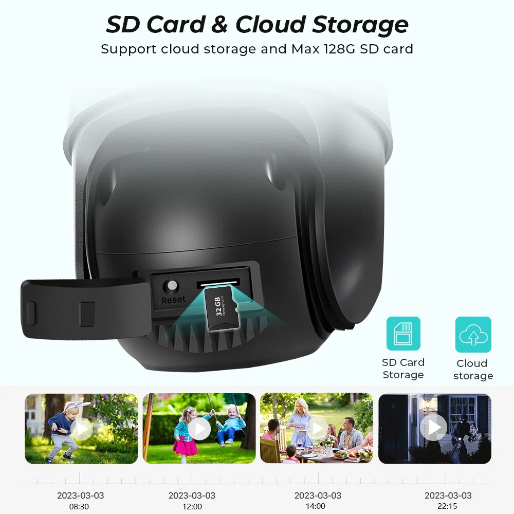 8MP PTZ WiFi Dual Screen Color Night Vision Outdoor 4MP HD Security CCTV Camera