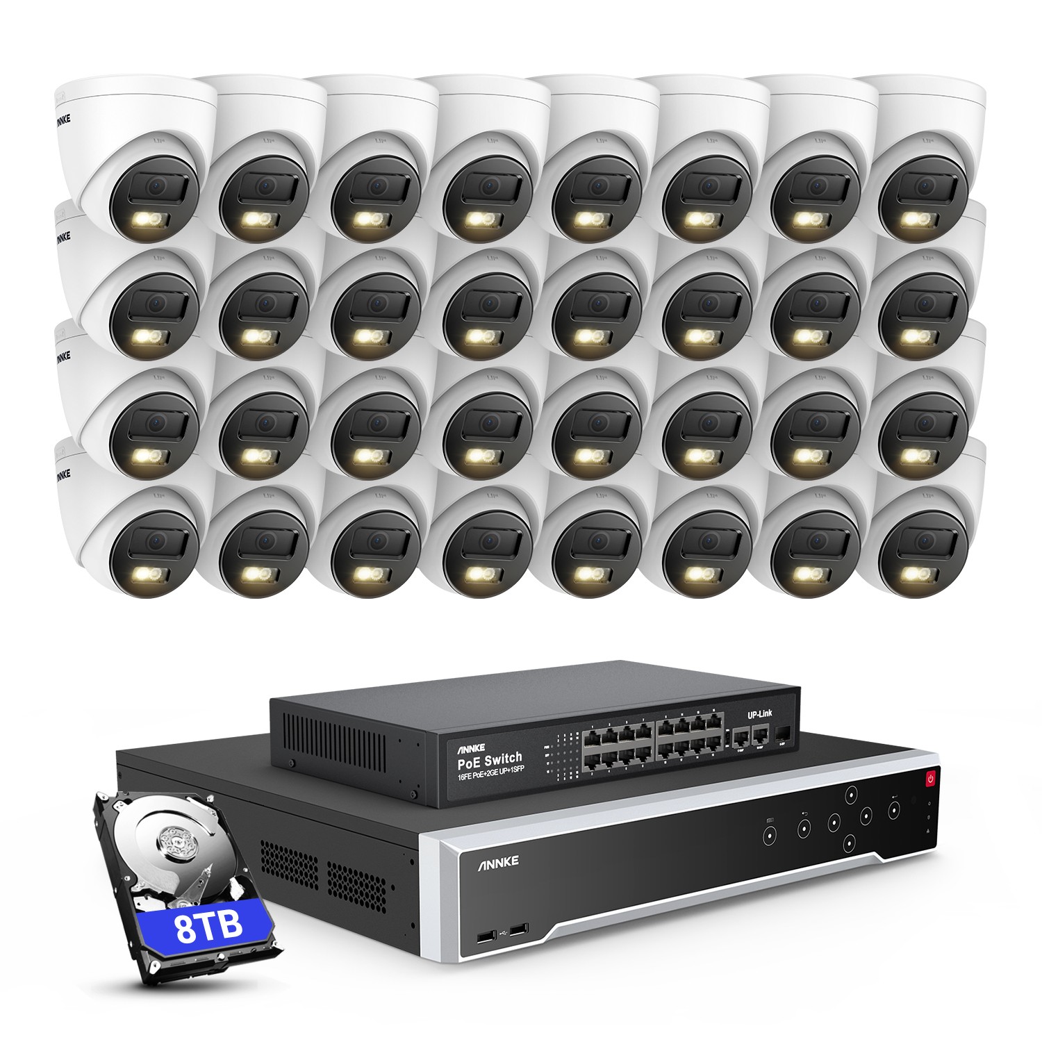 ANNKE 32CH NVR 12MP Audio POE Security Camera System Outdoor Color Night H.265+