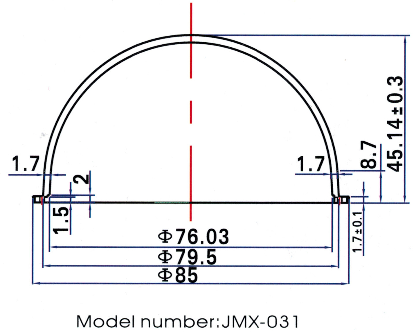 JMX 3.1 Inch Acrylic Indoor / Outdoor CCTV Replacement Clear Camera Dome Housing