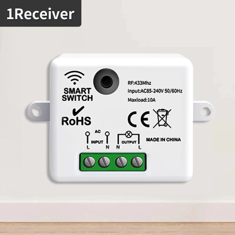 Rf433Mhz Mini Wireless Remote Control Light Switch 1/2/3 Gang 86 Wall Transmitte