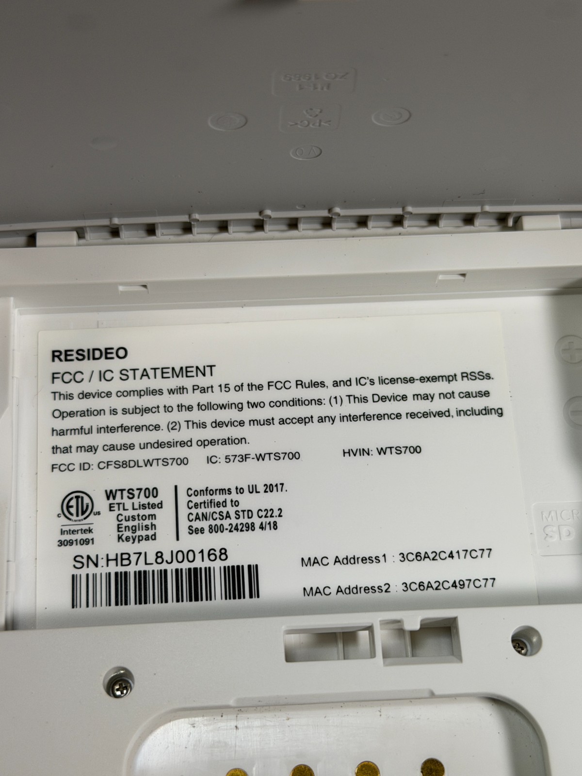 ADT WTS700 Resideo 7in Wireless Secondary Color Touchscreen Ships Fast!!!