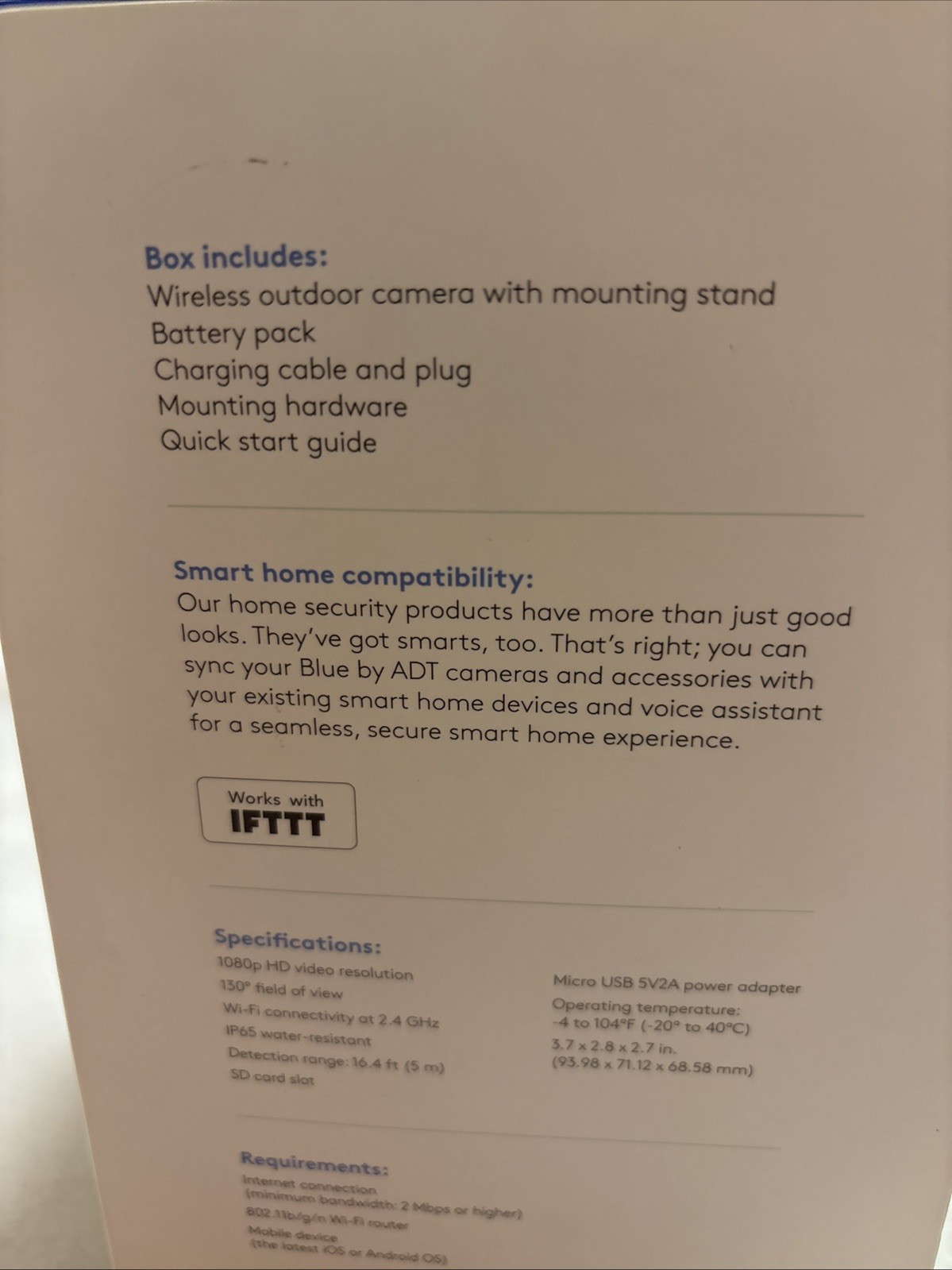 Blue ADT SCE2R0-29 Outdoor Security Camera Wireless Pearl Gray
