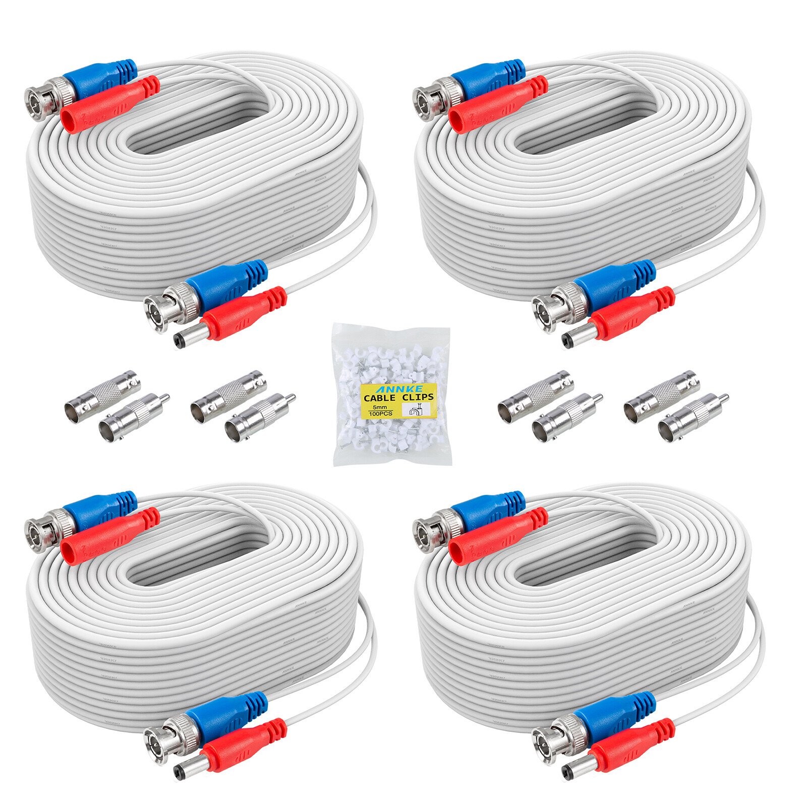 SANNCE 4x100ft Video Power Cable BNC RCA Connector Wire for CCTV Security Camera