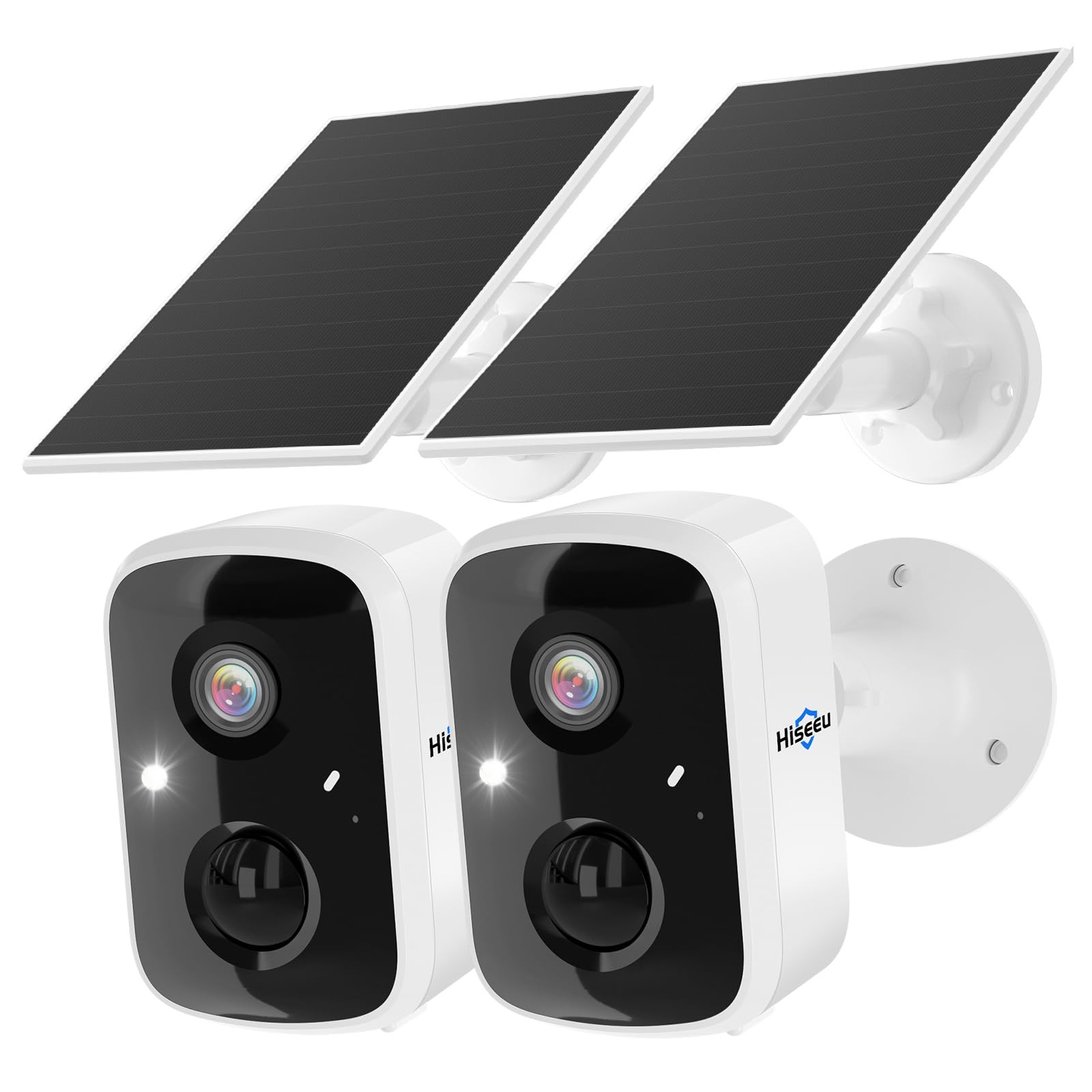 Hiseeu Solar Security Cameras Wireless Outdoor 2 Pack, One Size, White-2