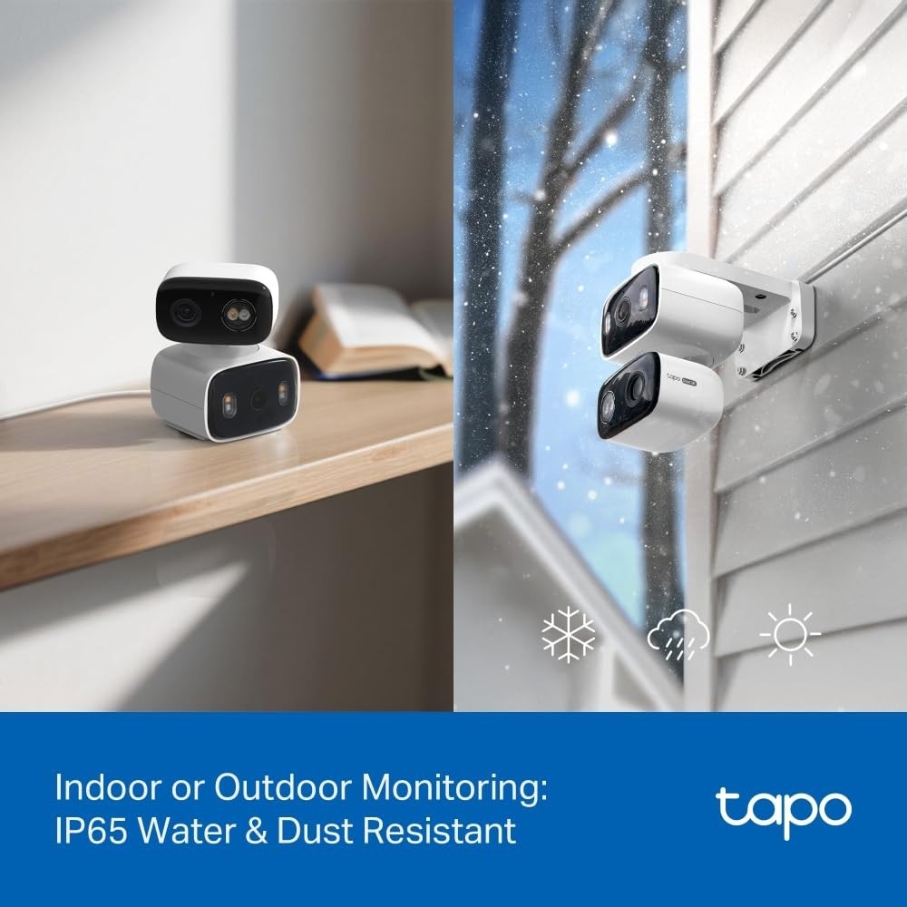 2K Indoor/Outdoor Dual Lens Pan/Tilt Security Camera – 125° Wide-Angle, Motion D