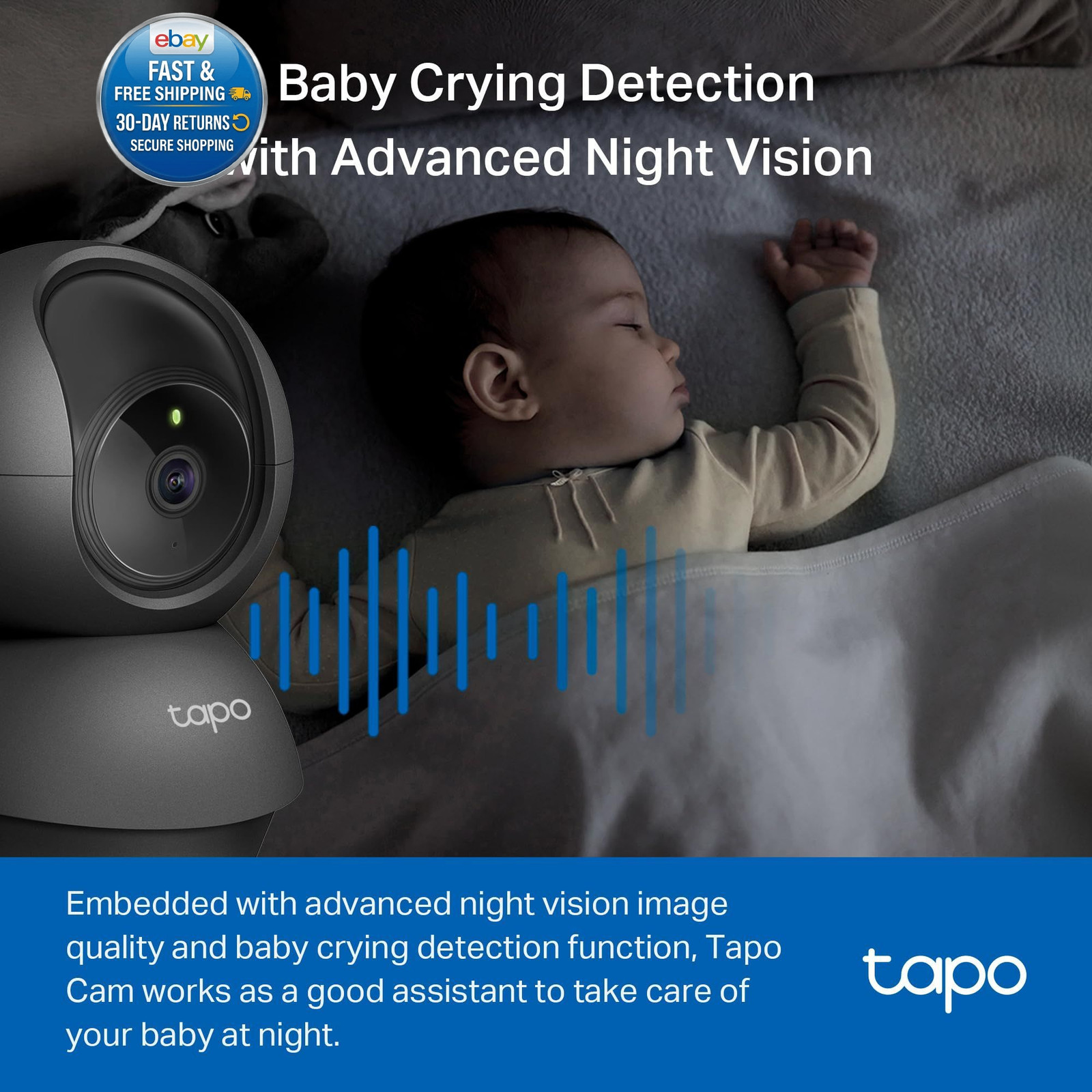 1080p Pan/Tilt Security Camera for Baby Monitor, Pet Camera, C201 Black