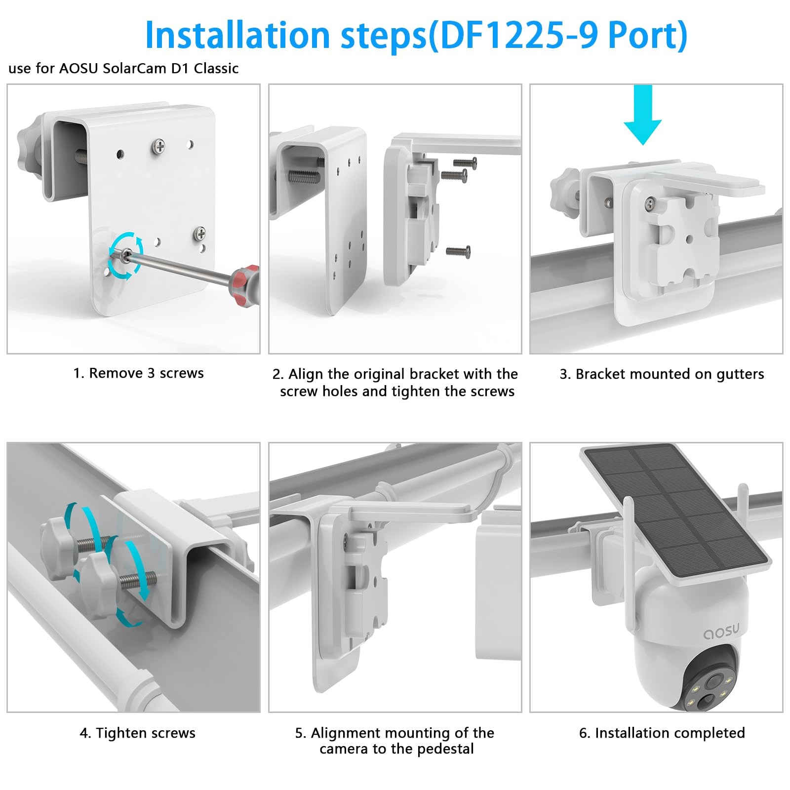 Metal Gutter Mount For AOSU Wireless SolarCam D1 Classic ANSQUE GU01 SA01 Camera