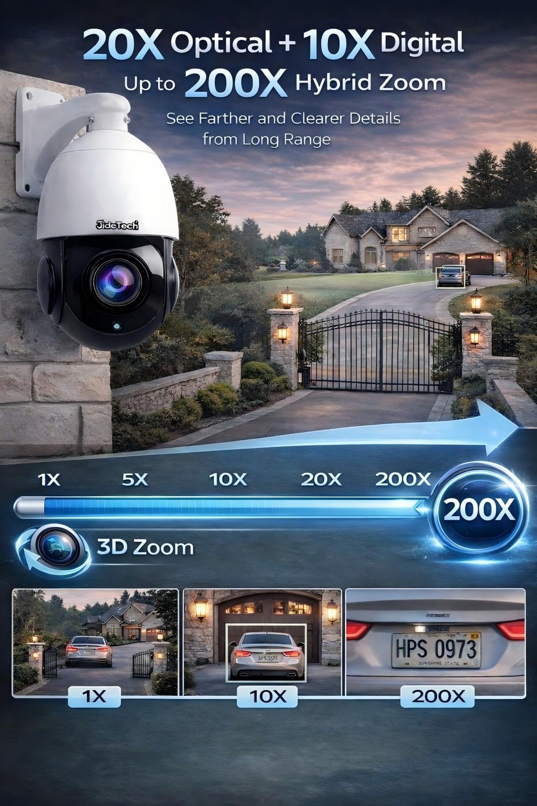 4K 8MP PoE PTZ Camera Outdoor, 200X Hybrid Zoom, Auto Tracking, Human Vehicle…