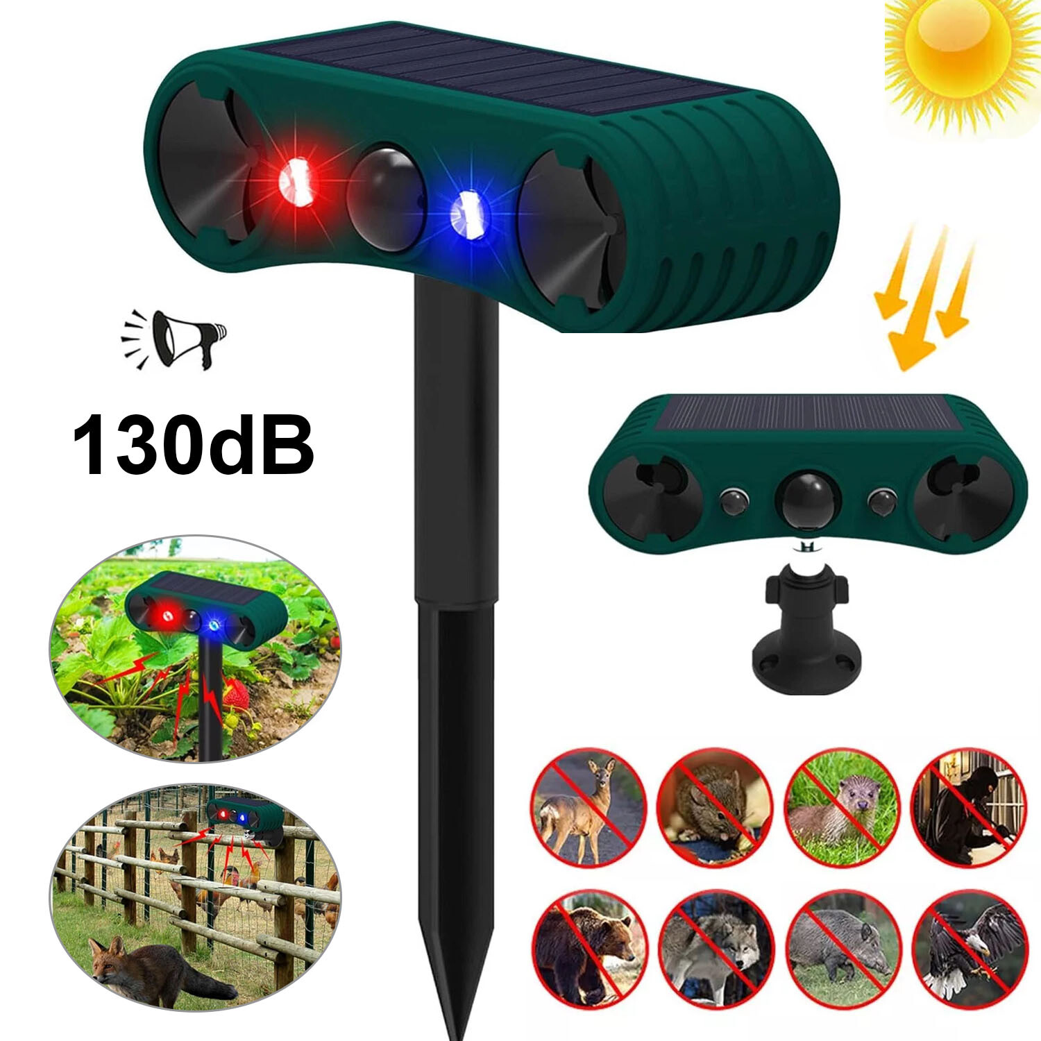 Outdoor Solar Wireless Motion Sensor Alarm 13 Sound Detector 130db Loud Noise