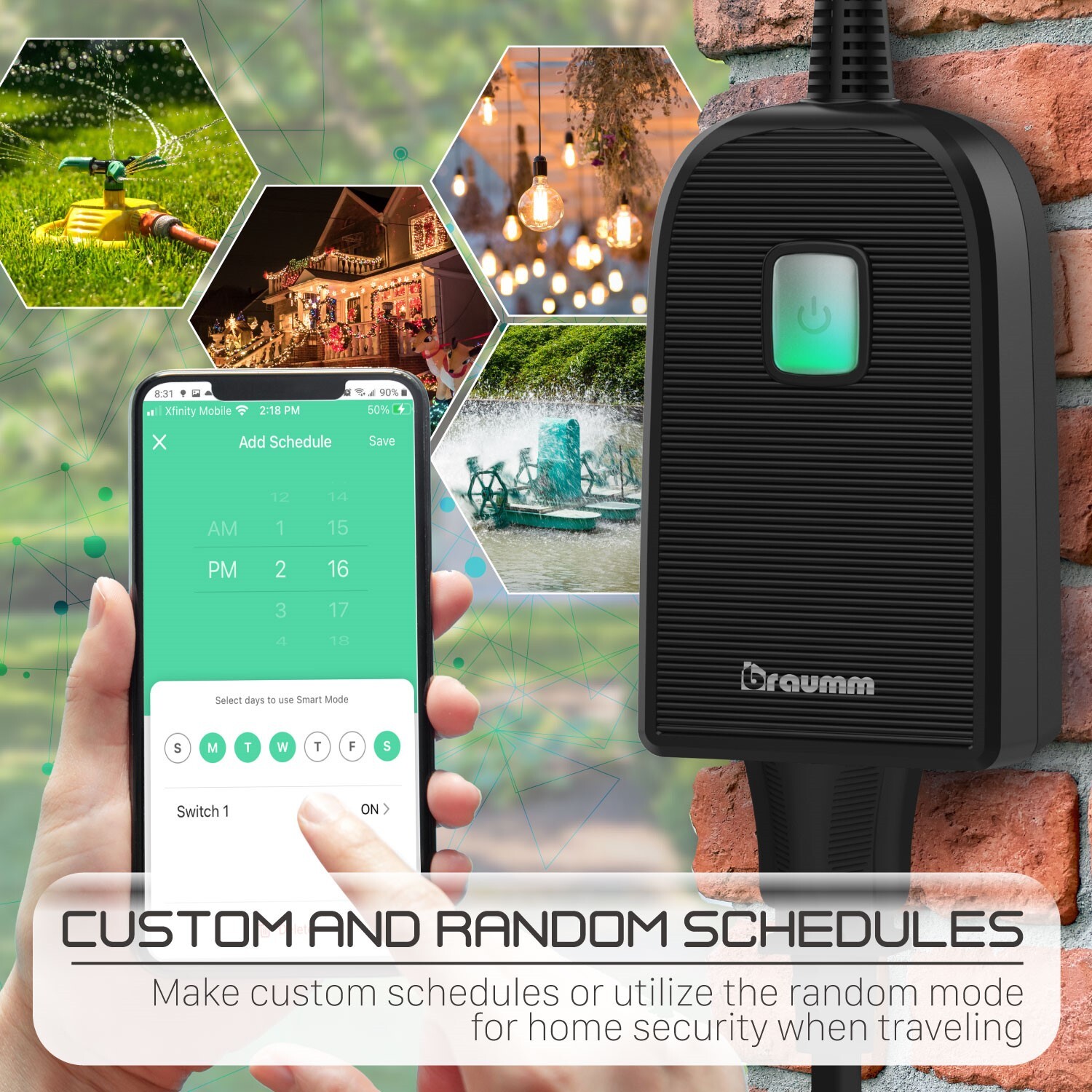 Braumm Outdoor Smart WiFi Outlet Compatible with Alexa and Google Assistant