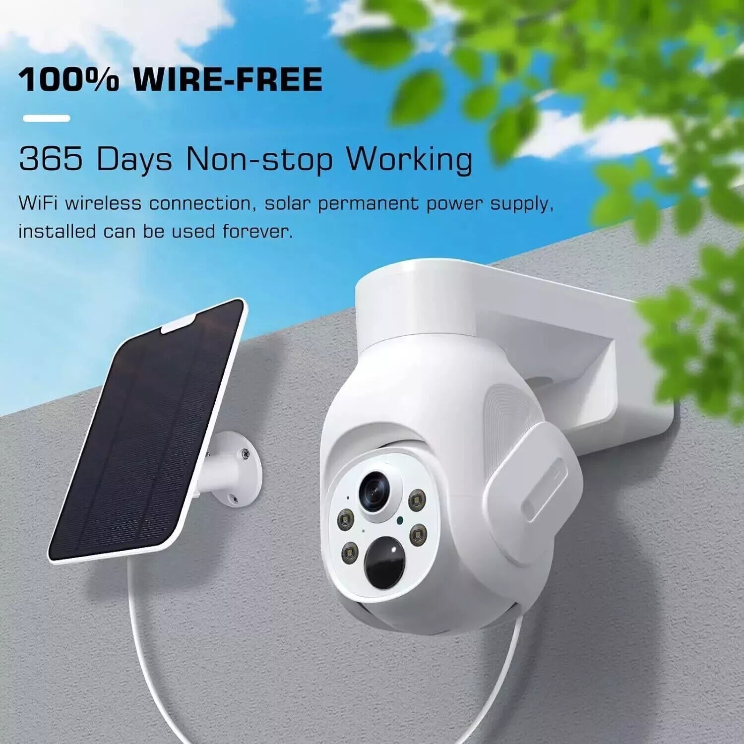 4MP Solar Home Security Camera System Wireless Outdoor with 10CH NVR & 500GB HDD