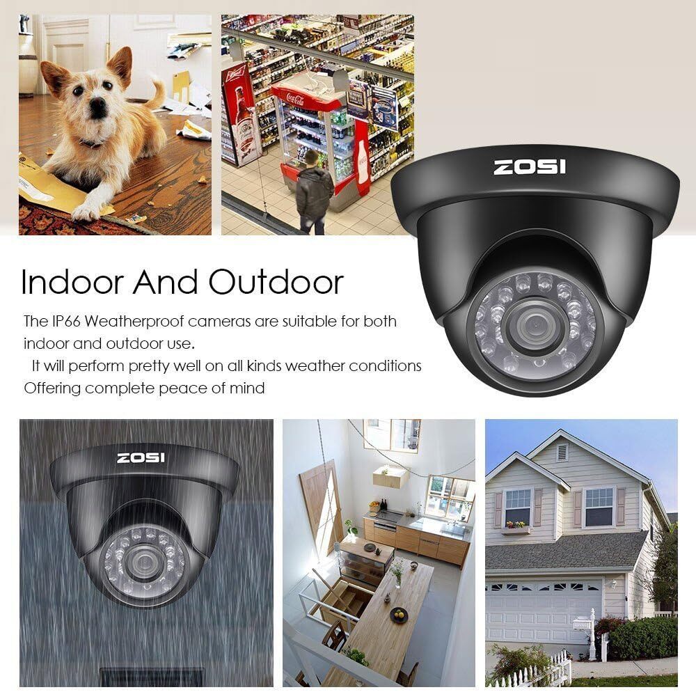 ZOSI 8CH DVR 1080P Outdoor CCTV Security Camera System Night Vision 1TB
