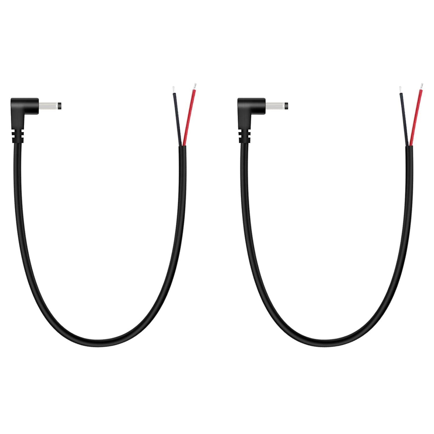 DC Power Pigtail Cable, 2-Pack 3.5Mm X 1.35Mm 90 Degree Right Angle DC Barrel Ma