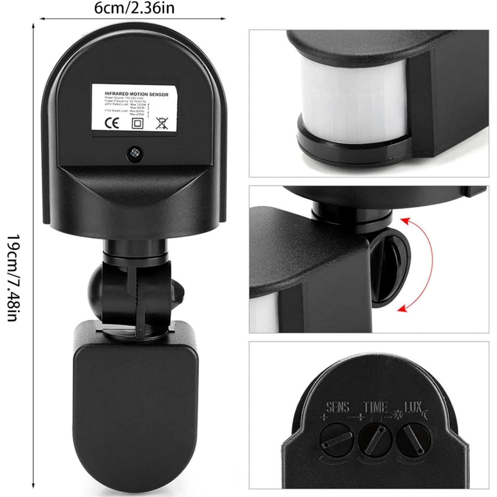AC 85-265V Professional Motion Infrared Sensor Switch For Outdoor 180° Detection