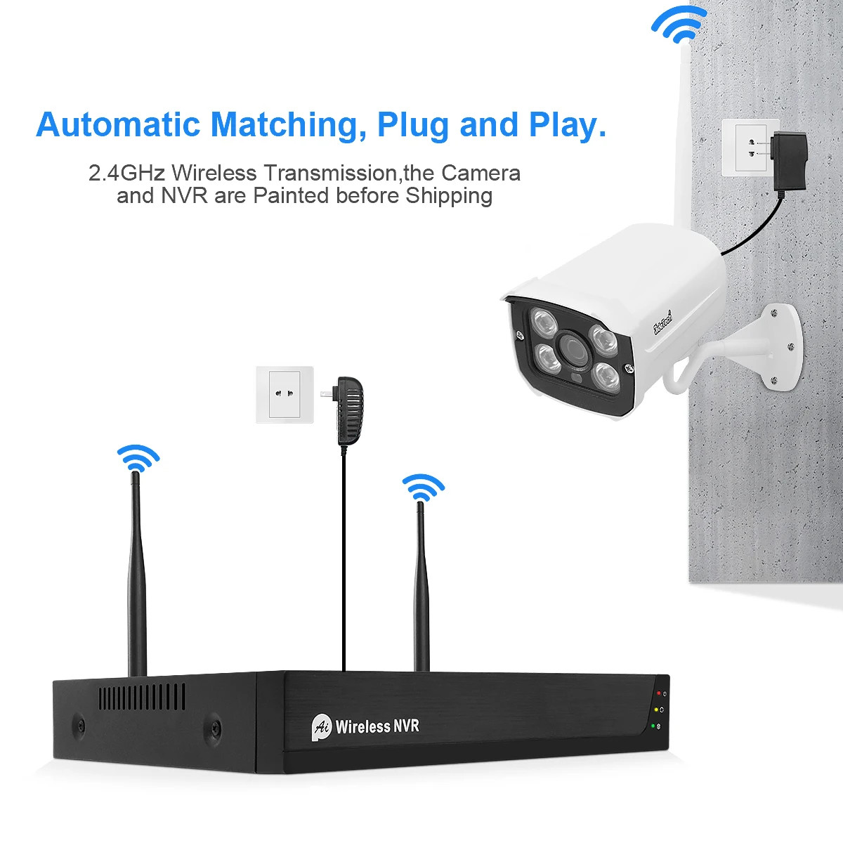 Tuya Alexa Wireless Security Camera System 1080P 4Pcs 8CH NVR 1TB HDD Outdoor