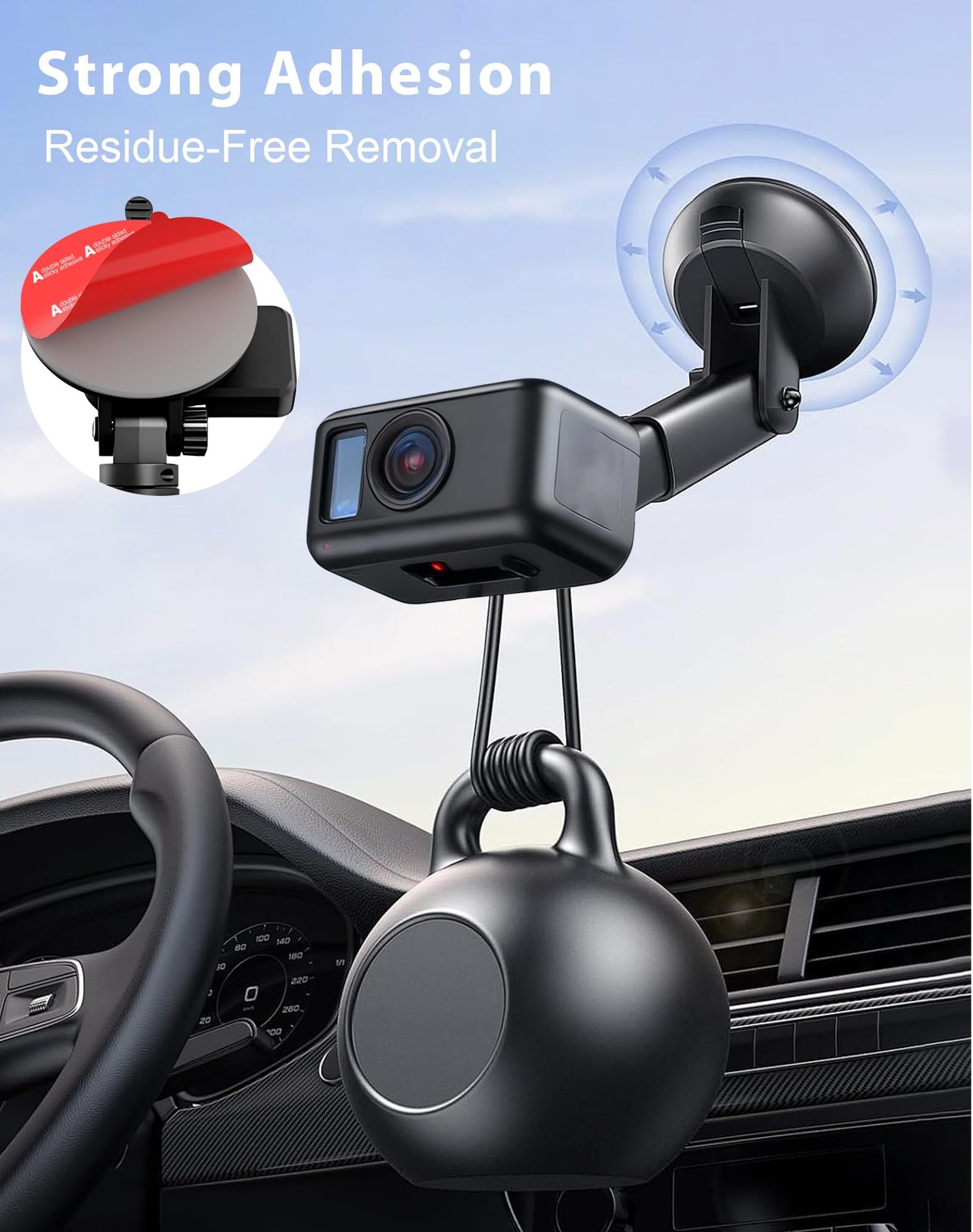4pcs Dash Cam Adhesive Sticky Pads, 2.2″ Double 2.2inches / 56mm, Grey