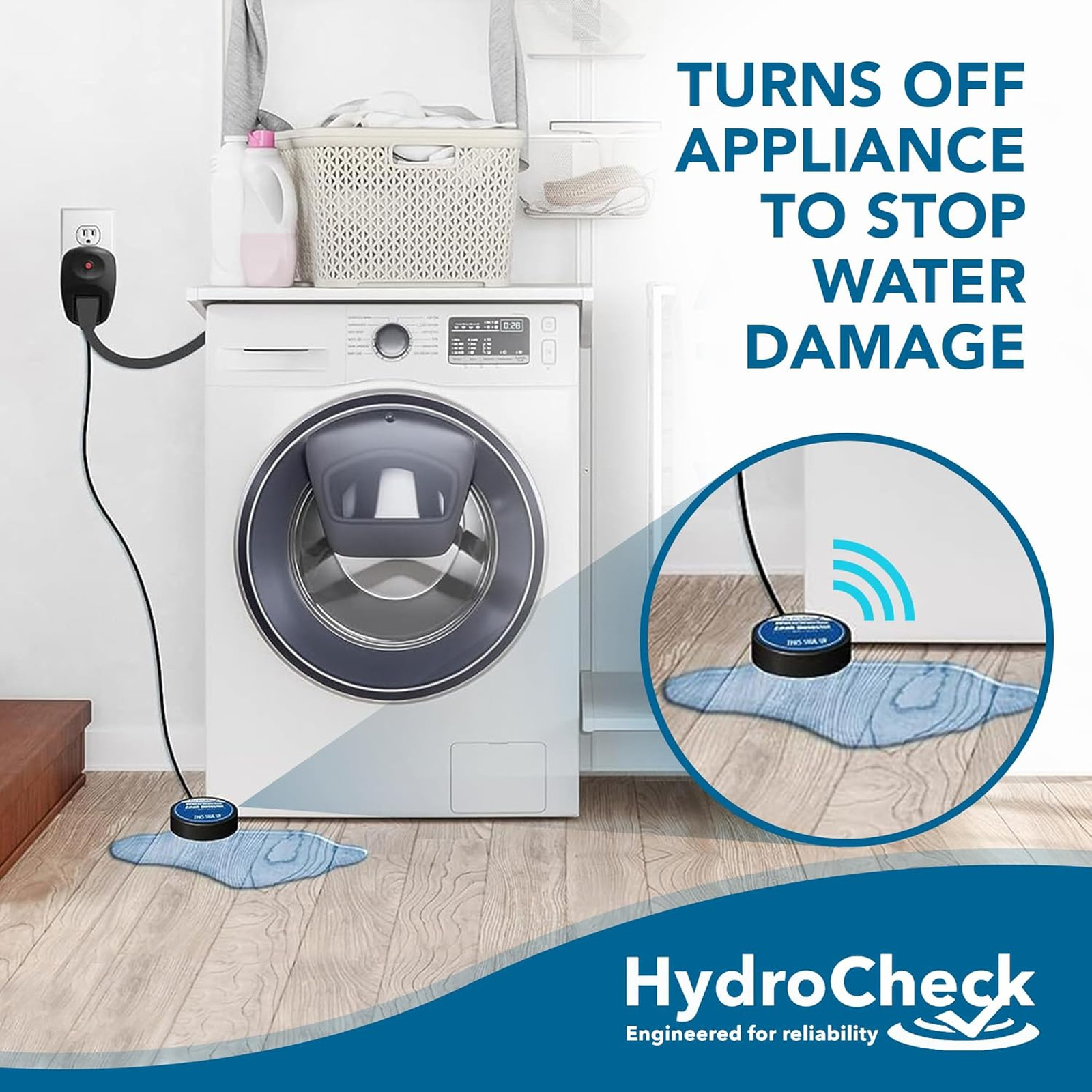 Water Leak Detector Alarm, Smart Water Sensor for Home Basements, Automatic