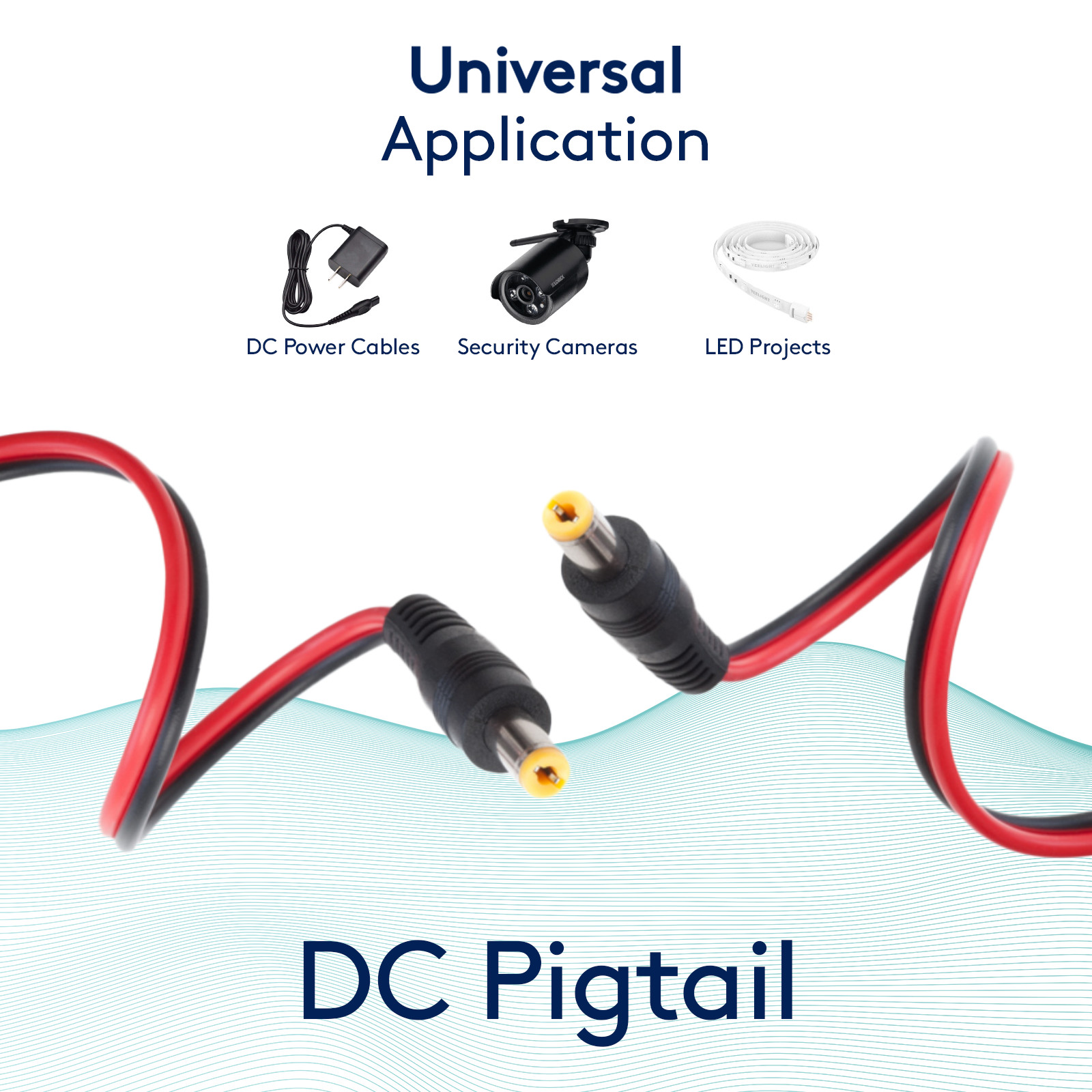 DC Power Pigtail Cable Wire Plugs 18AWG 2.1mm x 5.5mm 12V 5A Male Pack Lot