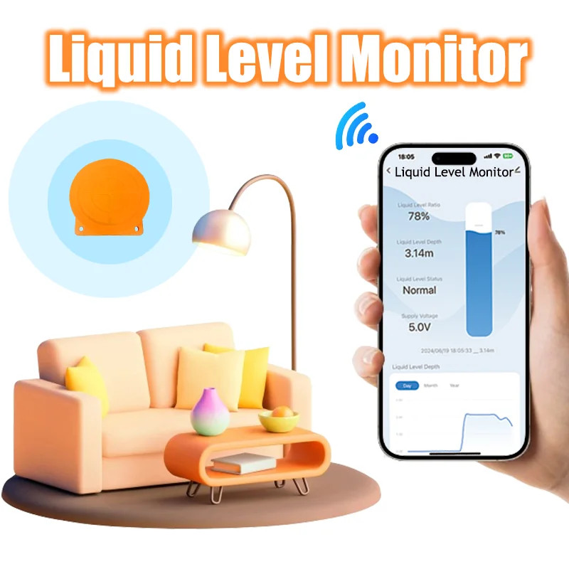 Ultrasonic Liquid Level Sensor Water Tank Monitor Alert Device For Tuya Zigbee