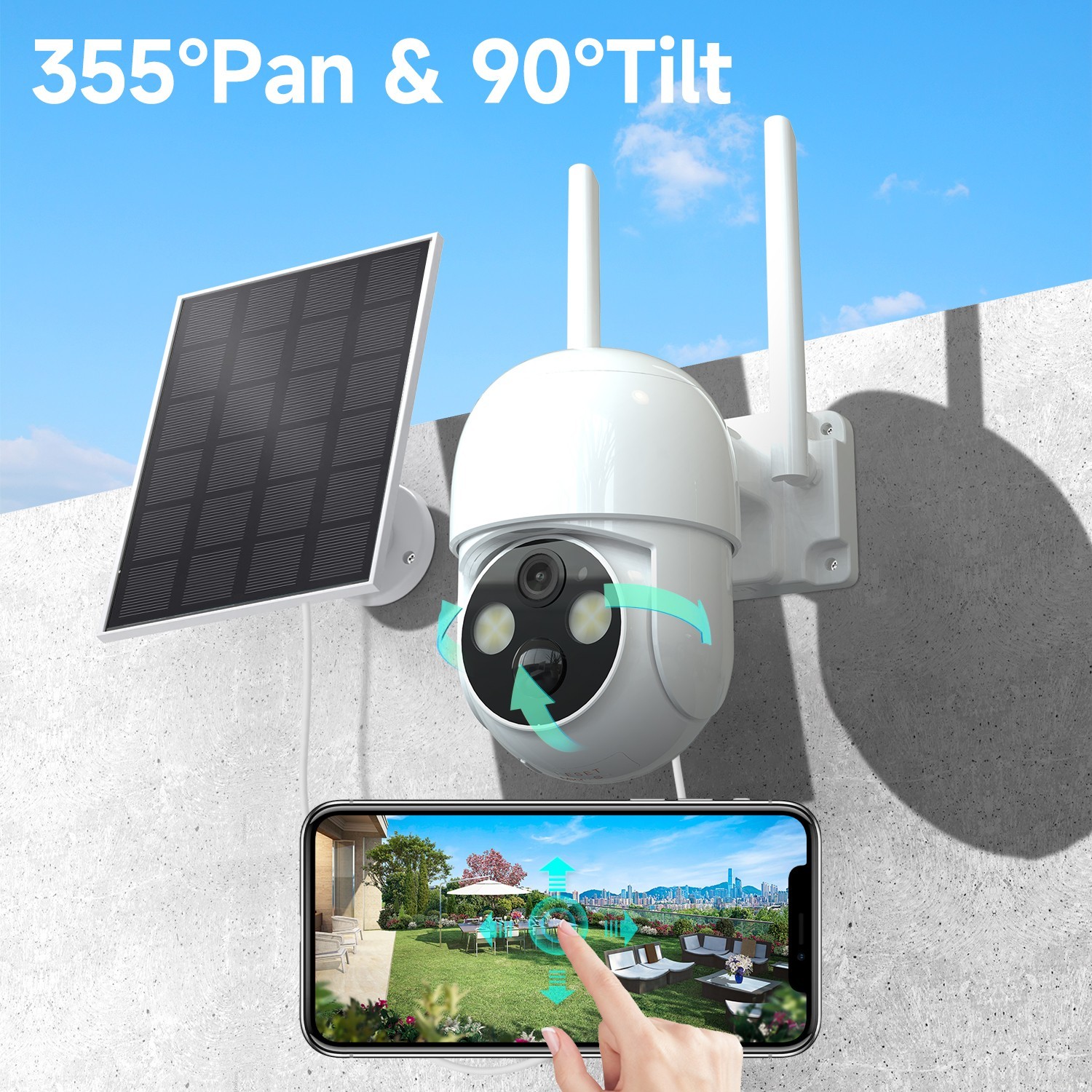 2PK Solar Camera 4MP Wireless Security Camera Outdoor Battery Camera System