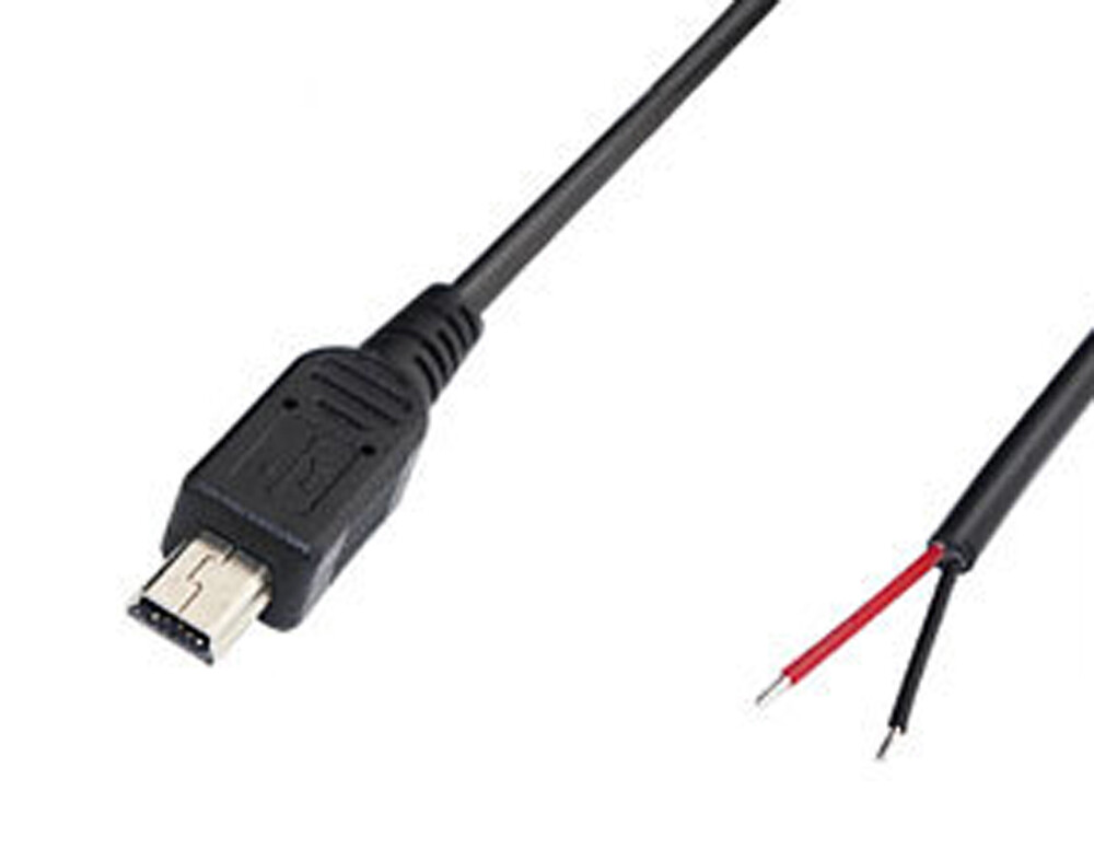 1pc 30cm Mini USB Male Plug Cable 2 Wires Power Pigtail Cable Cord DIY
