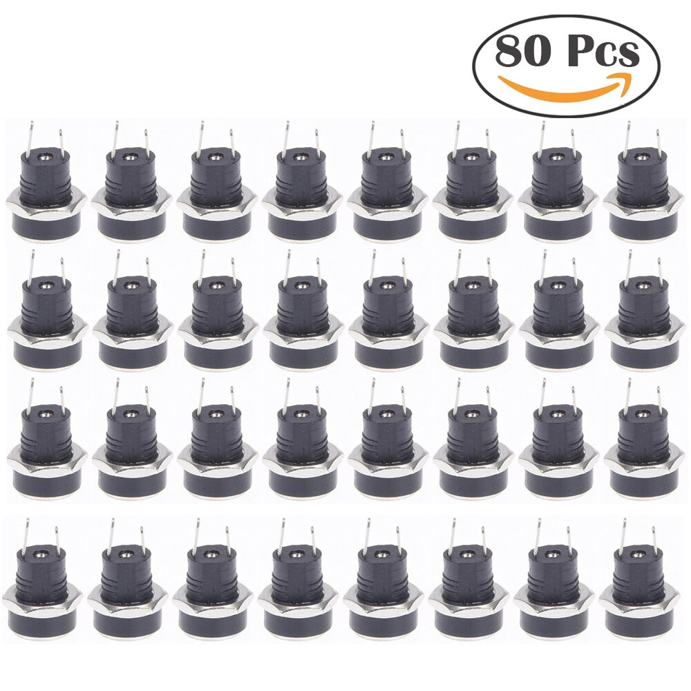 80x 5.5mm x 2.1mm Power Supply Jack Socket Female Panel Mount Plug 3A 12V DC US