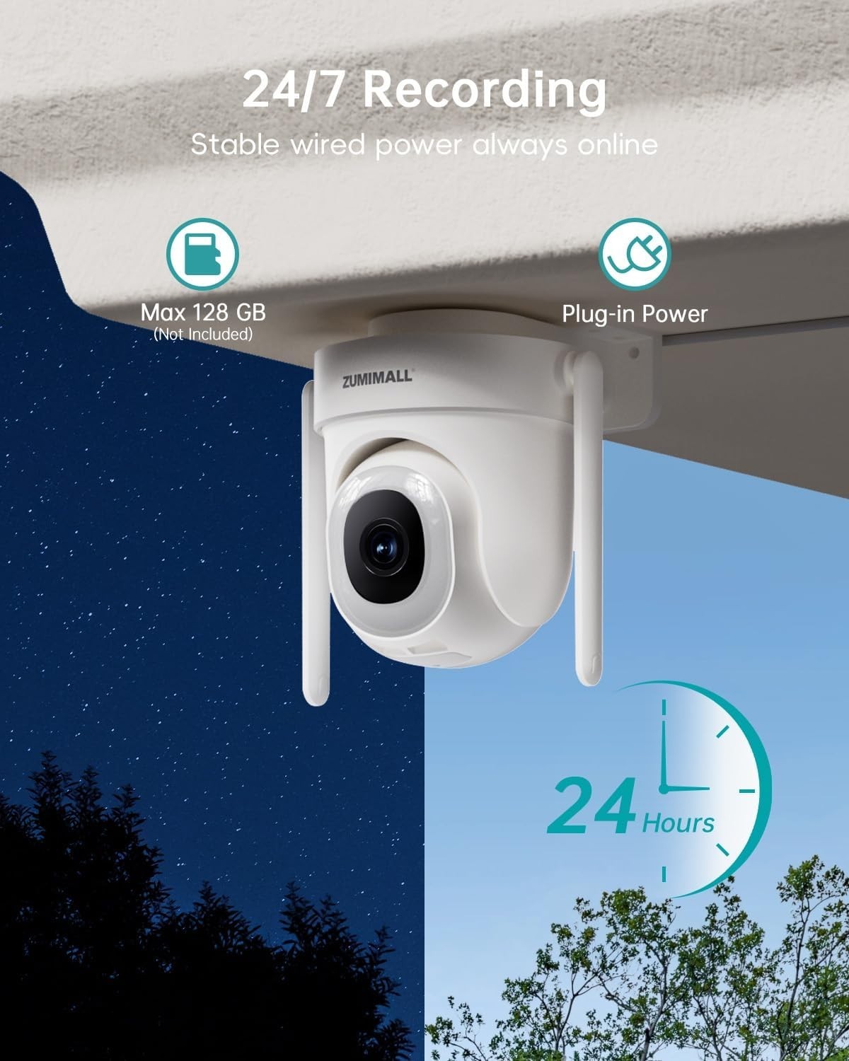 ZUMIMALL 2.5K Wired Cameras for Home Security, 2.4G/5G WiFi Outdoor Camera