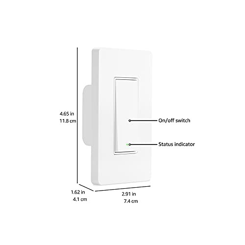 Amazon Basics Smart Switch, Single Pole, Works ‎2.91 x 1.62 x 4.65 in, White