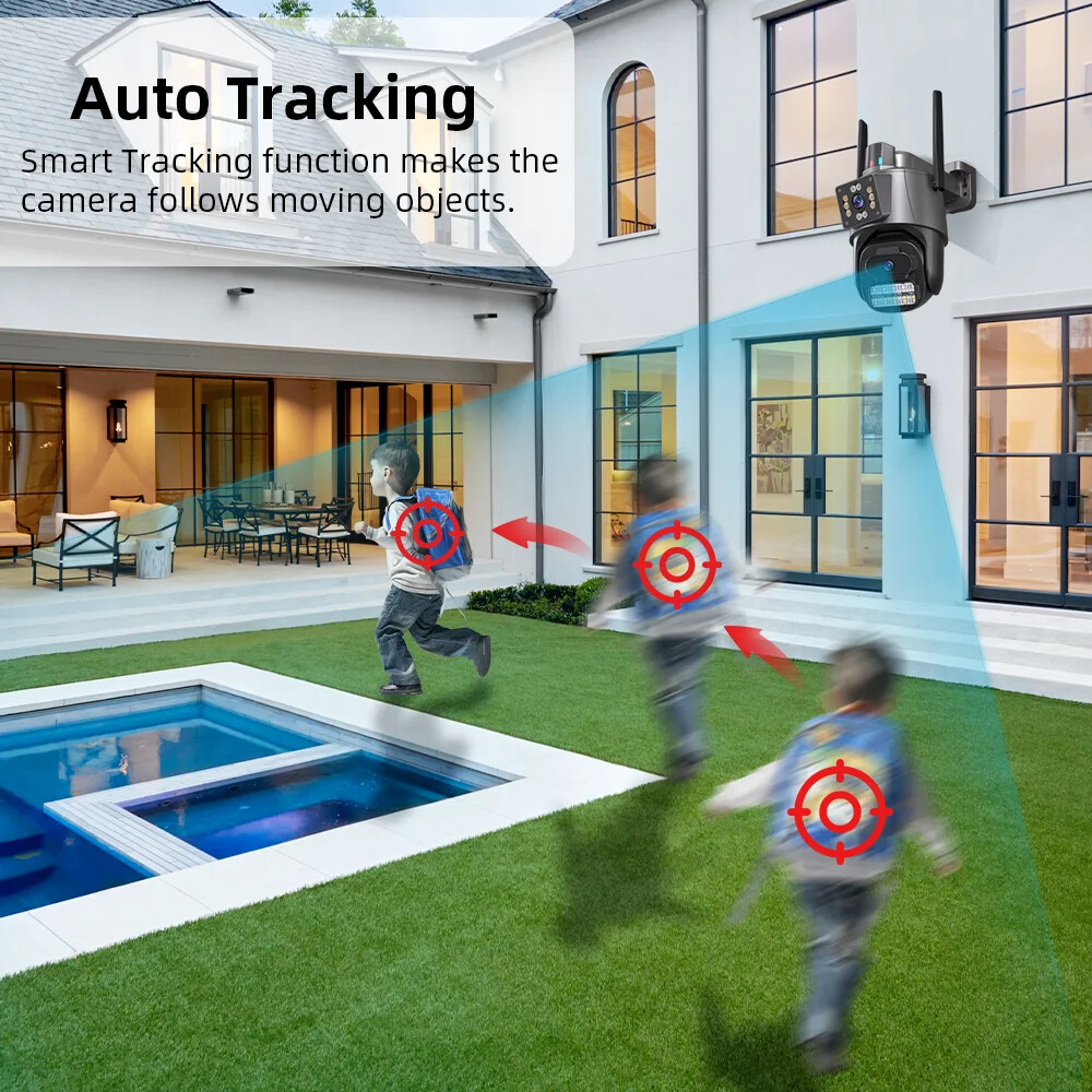 8MP PTZ WiFi Dual Screen Color Night Vision Outdoor 4MP HD Security CCTV Camera