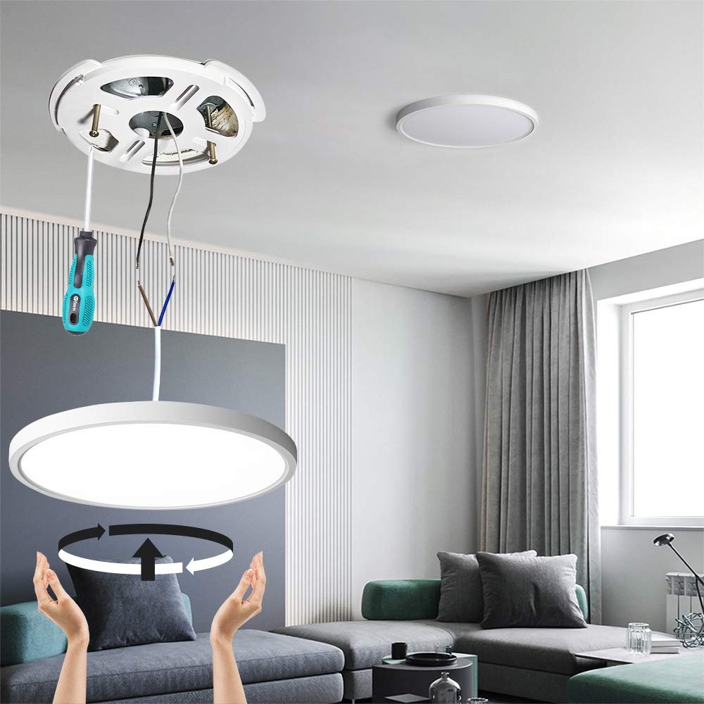 TALOYA 2 Pack 12 Inch LED Flush Mount Ceiling Light 12Inch-2pack, White
