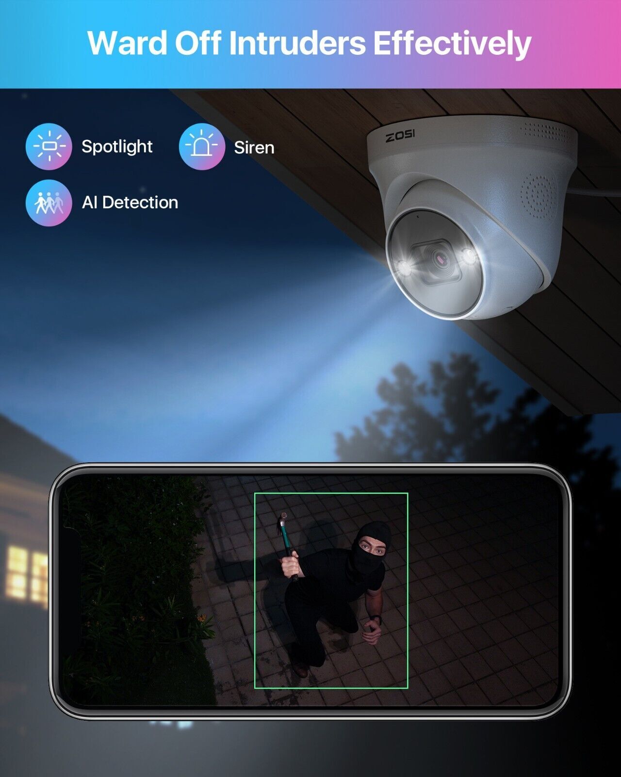 ZOSI 4K 16CH NVR 5MP/8MP Security IP Outdoor Camera System Waterproof AI Detect