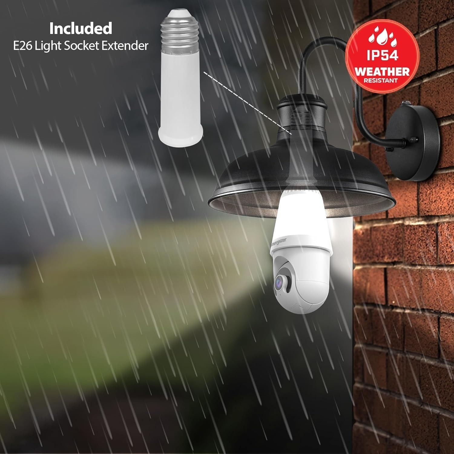 Energizer 1000 Lumens Light Bulb Camera, 2K Outdoor Smart Home Security Camera w
