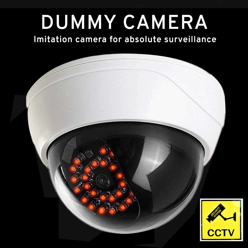 MaximalPower Fake CCTV Security Dummy Dome Camera w/ Red LED Light for Home Lot