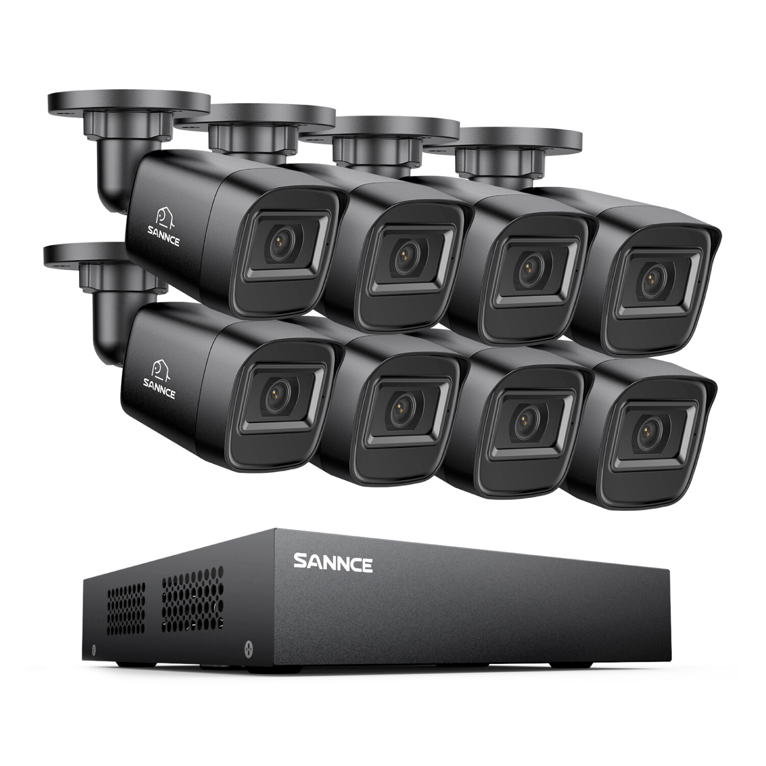 SANNCE 5in1 8CH DVR 1080P Video CCTV Outdoor Security Camera System AI Detection