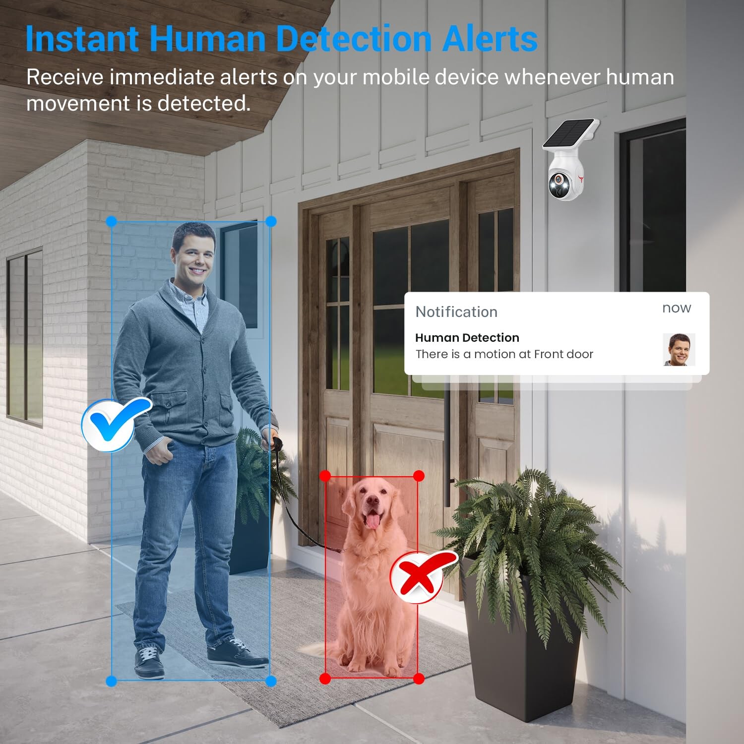 1080p Security Camera Wireless with Solar Panel, AI Human Detection, 2-Way Au…