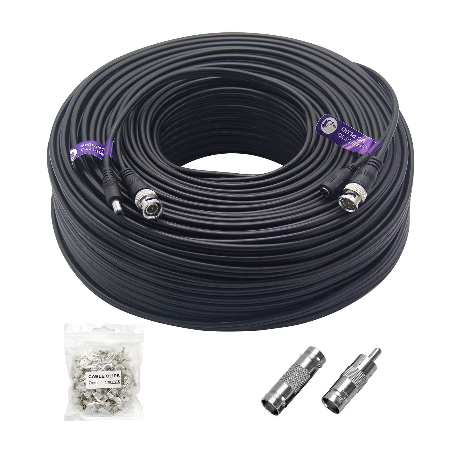 300Ft (91 Meters) 4K 8MP 5MP 2MP 1080P BNC Video and Power Cable, Mini RG59 W…