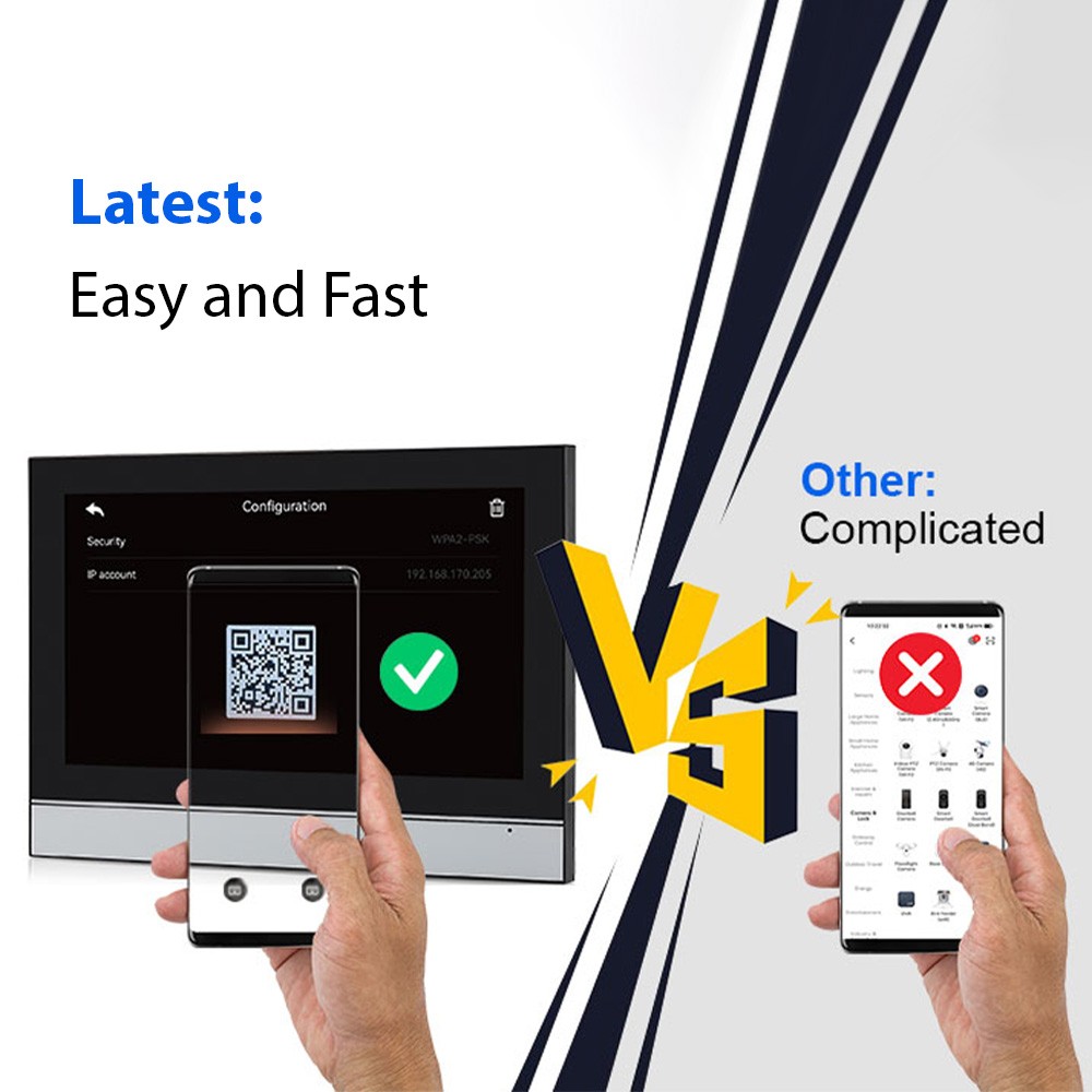 1080P Wireless Video Doorbell Camera With Monitor TY APP WiFi 7 Inch Touch TGRW