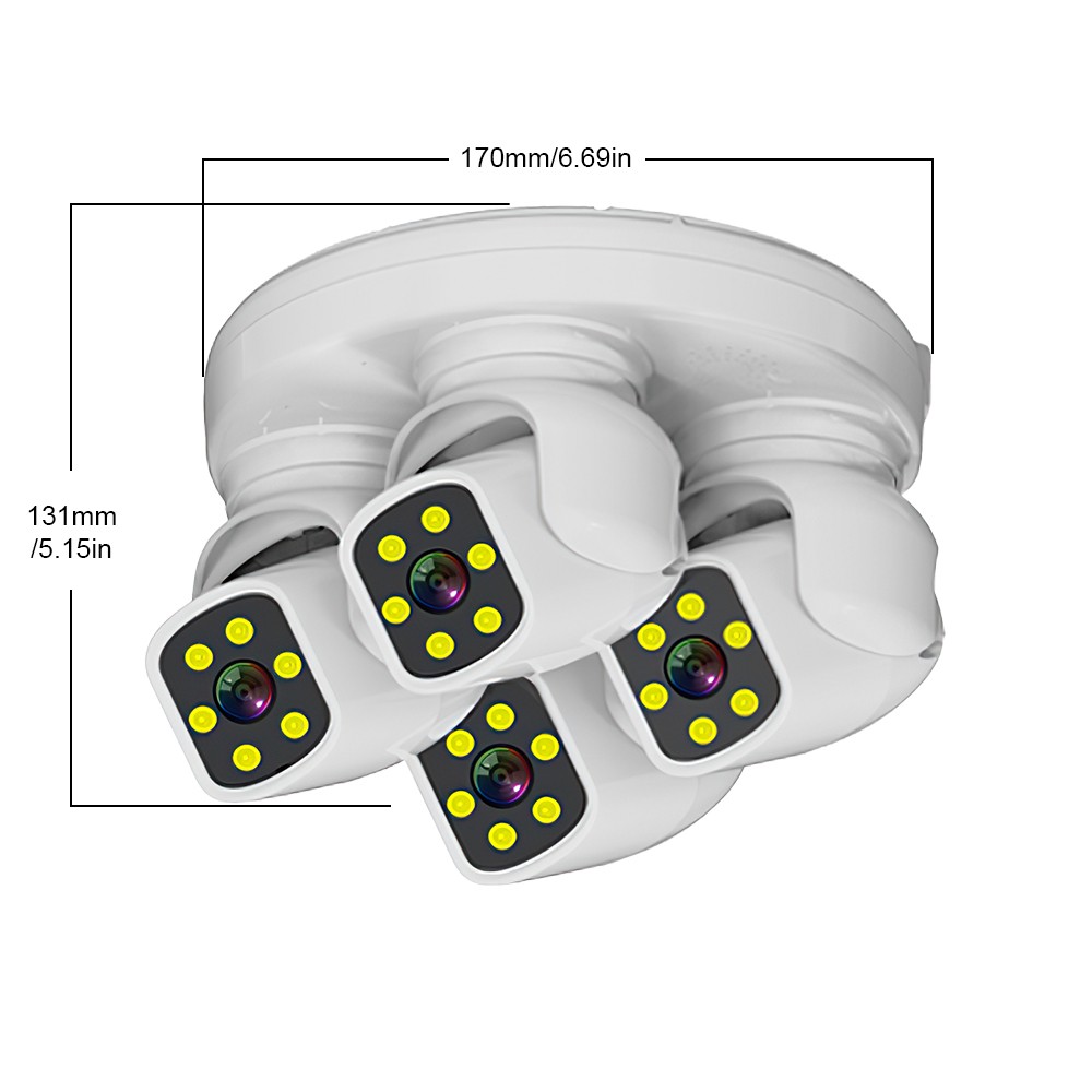 Four Lens HD WiFi Security IP Camera Outdoor PTZ Video Cam Night Vision 10X Zoom