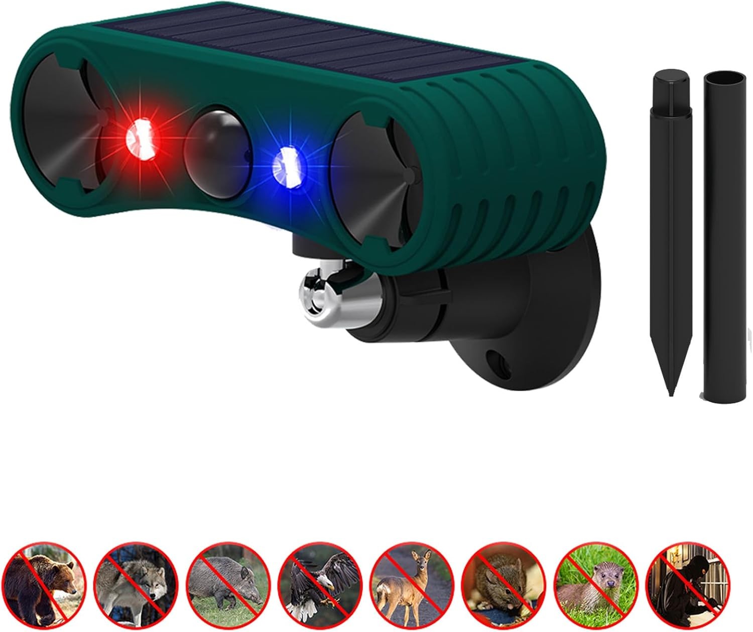 4 Modes Solar Motion Sensor Alarm Emits Loud Dog Barking & Gunshot Sound 2*130db