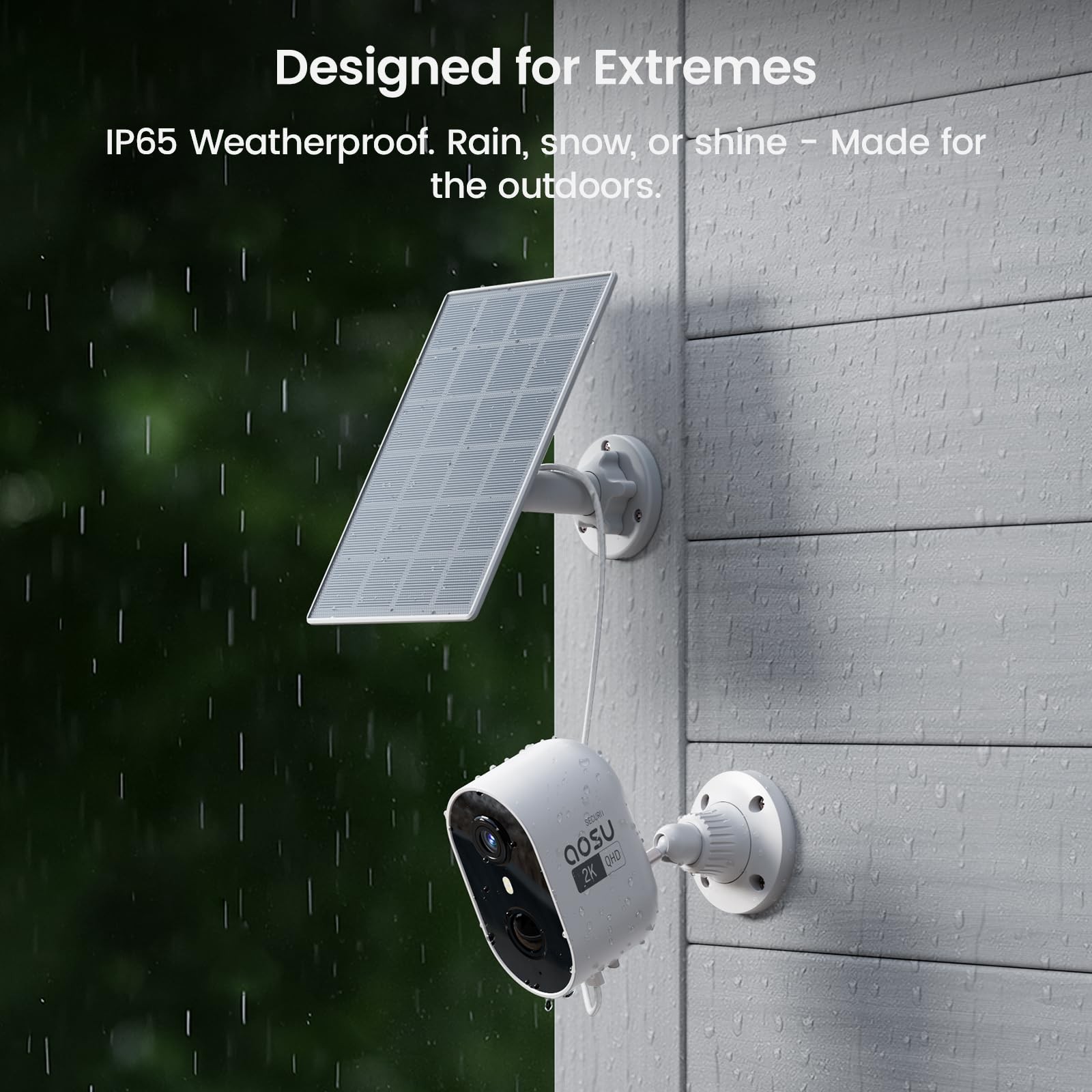 aosu 2K Solar Security Cameras Wireless Cam, 2Pack-Solar Cam/White