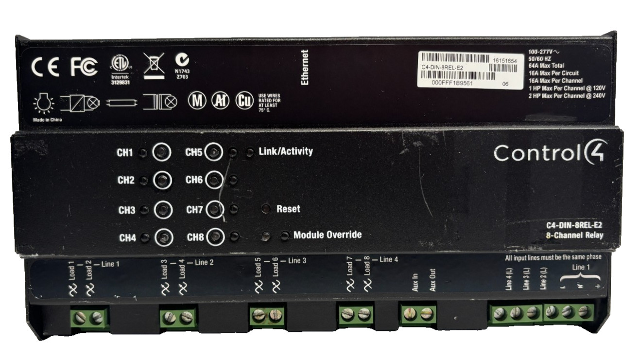 Control4 C4-DIN-8REL-E2, 8-Channel Relay Switching Module – PreOwned